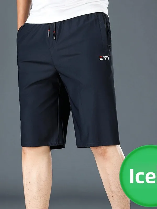 

Ice Silk Men's Shorts Summer Sporty Casual Lightweight Elastic Quick Dry Large Size Straight Leg Pants Business Casual Style