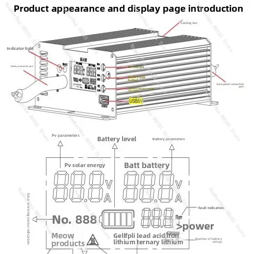 MPPT Boost Controller 900W Charges Lead-Acid/Lithium Iron Phosphate/Ternary Lithium Battery 24V/36V/48V/