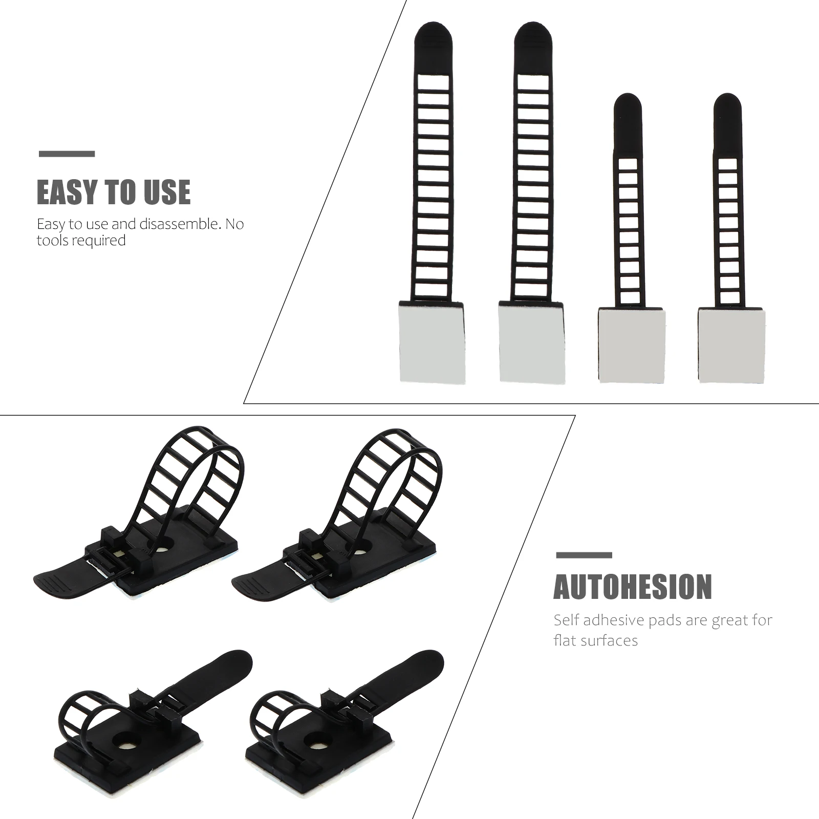 

50 Pcs Nylon Strap Adjustable Cable Ties Clips Clamp Mounting Plastic Wire Straps Clamps