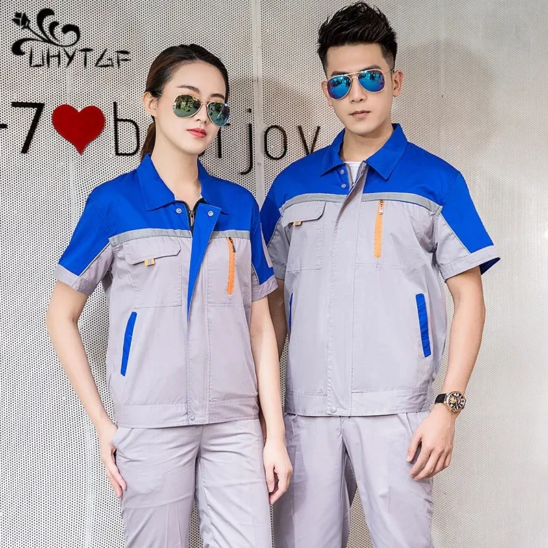 

Summer Work Clothing Men Working Coveralls Reflective Tape Thin Breathable Uniforms Factory Workshop Service Car Repairman Suits