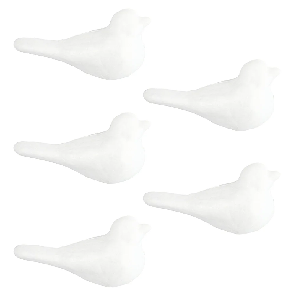 5 Pcs White Body Bird Foam Birds Decor Shape Mold Birdie Prop Christmas Ornaments Craft Props