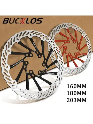 BUCKLOS-Rotor de freno de disco hidráulico ultraligero para bicicleta de montaña, disco de freno de bicicleta de carreras de carretera de montaña de 160/180/203mm con 6 pernos gratis