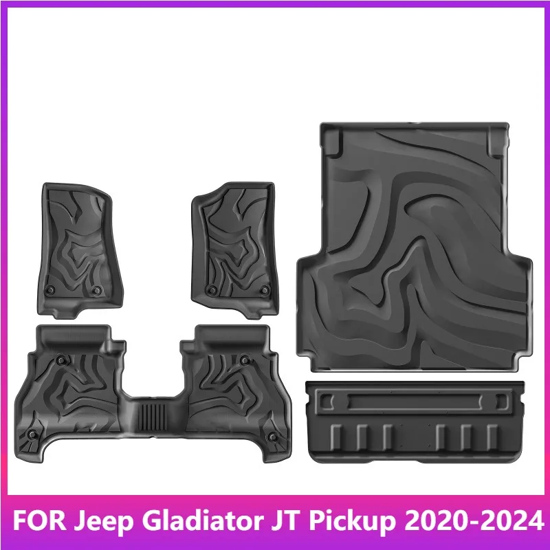 

For Jeep Gladiator JT Pickup 2020-2024 Truck Bed Mat TPE 3D Floor Liner Truck Mat 5 Ft All Weather Black Left Rudder