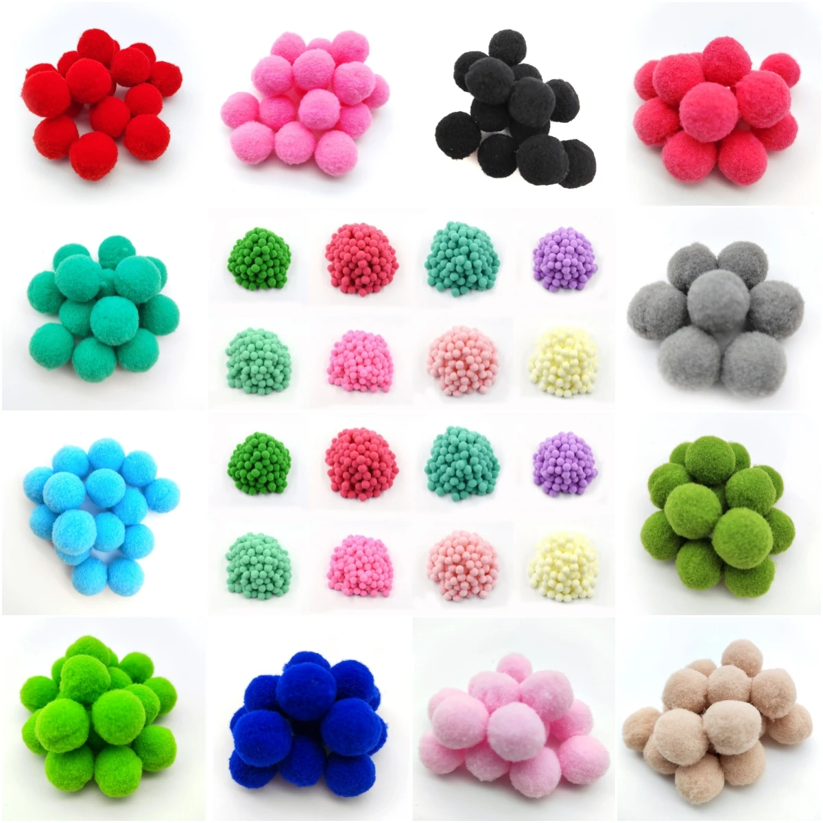 8/10/15/20/25/30mm Makaron Mini Pompoms Crafts Fluffy Soft Pompom Balls for Make Crafts, Christmas, Originality, keychains,10g  