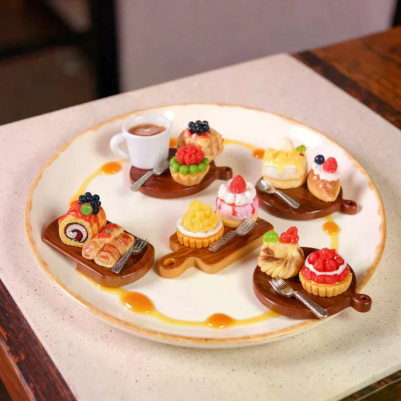 2 قطعة/المجموعة دمية كعكة صغيرة الحلوى نموذج دمية صغيرة المطبخ الديكور دمى اكسسوارات المنزل التظاهر اللعب اللعب