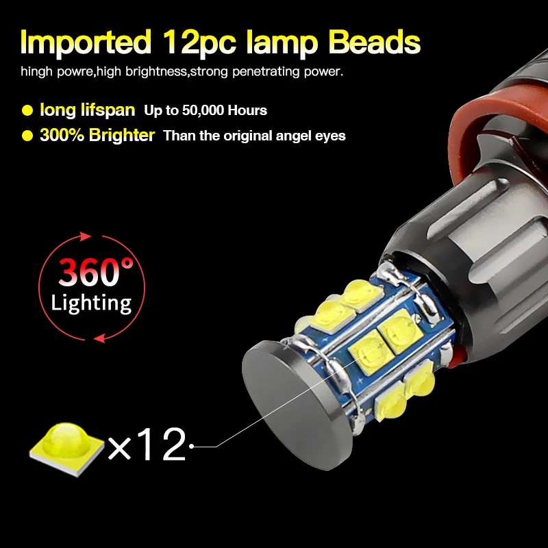 2x120 واط 6000 كيلو مصباح LED عيون الملاك ماركر مصابيح كهربائية ل 08-13 BMW E81 E82 E87 E88 E90 E92 M3 E93 E70 X5 E71 X6 X6M E89 Z4 #2