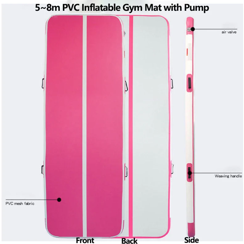 Neue Langlebige Gymnastik-AirTrack Hochelastische PVC-Gebürstete Netzstoff-Yogamatte Aufblasbare Luftbodenmatte für Taekwondo-Hallen