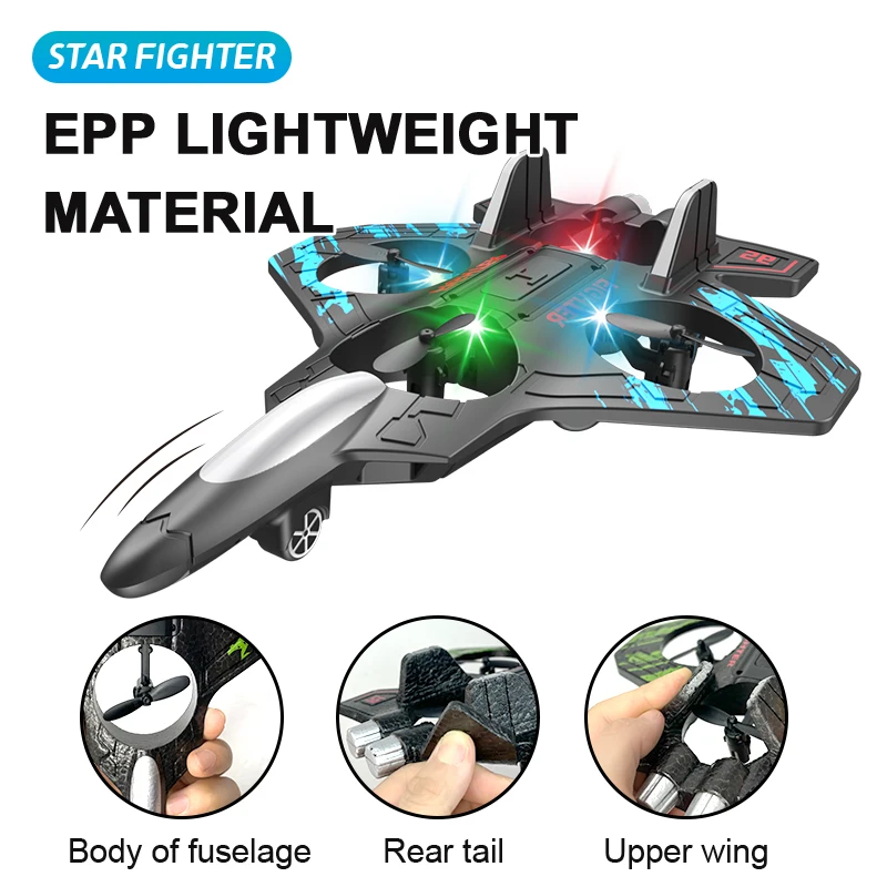フォーム RC 飛行機、子供や初心者に適した、リモコン飛行機戦闘機、ライト付き、自動ホバー、360 °   反転