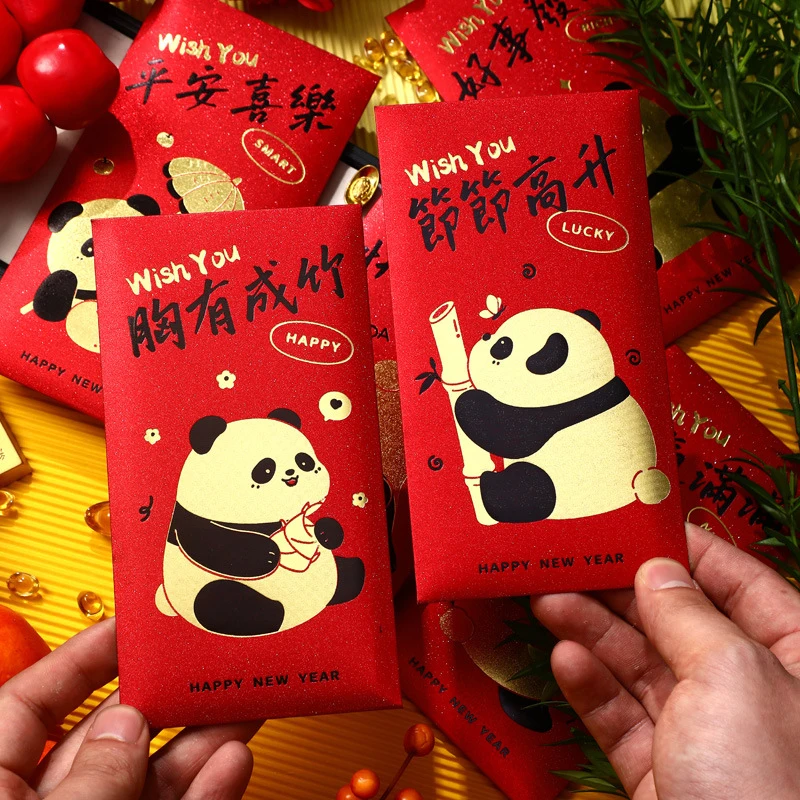 6 Stuks Chinese Slang Jaar Rood Pakket Creatieve Cartoon Leuke Nieuwjaar Rode Envelop Lente Festival Geluk Geld Pakketten Geschenken