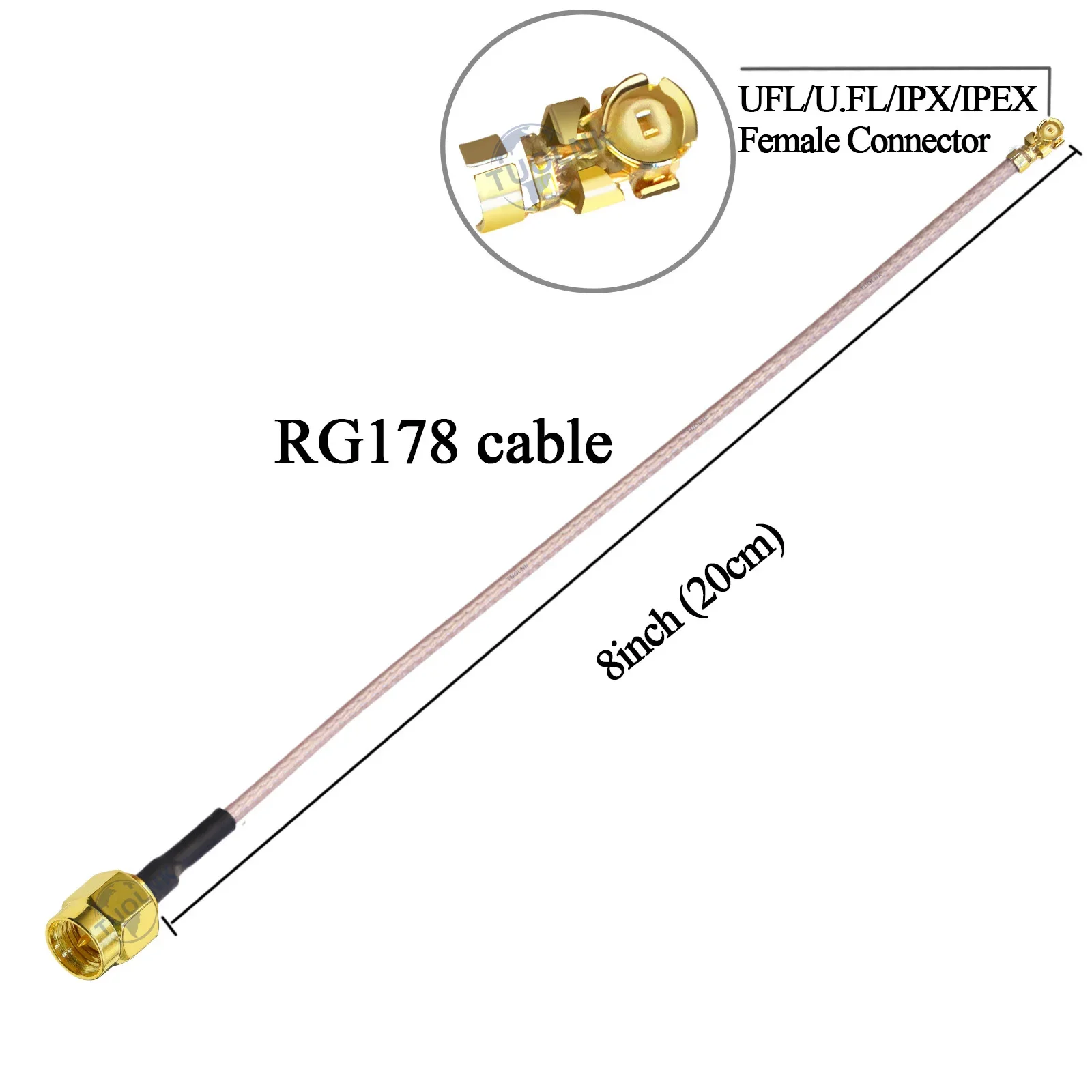 Cavo da SMA a IPX Cavo coassiale SMA maschio a UFL/U.FL/IPX Cavo di prolunga a spirale IPEX femmina a SMA maschio RG178