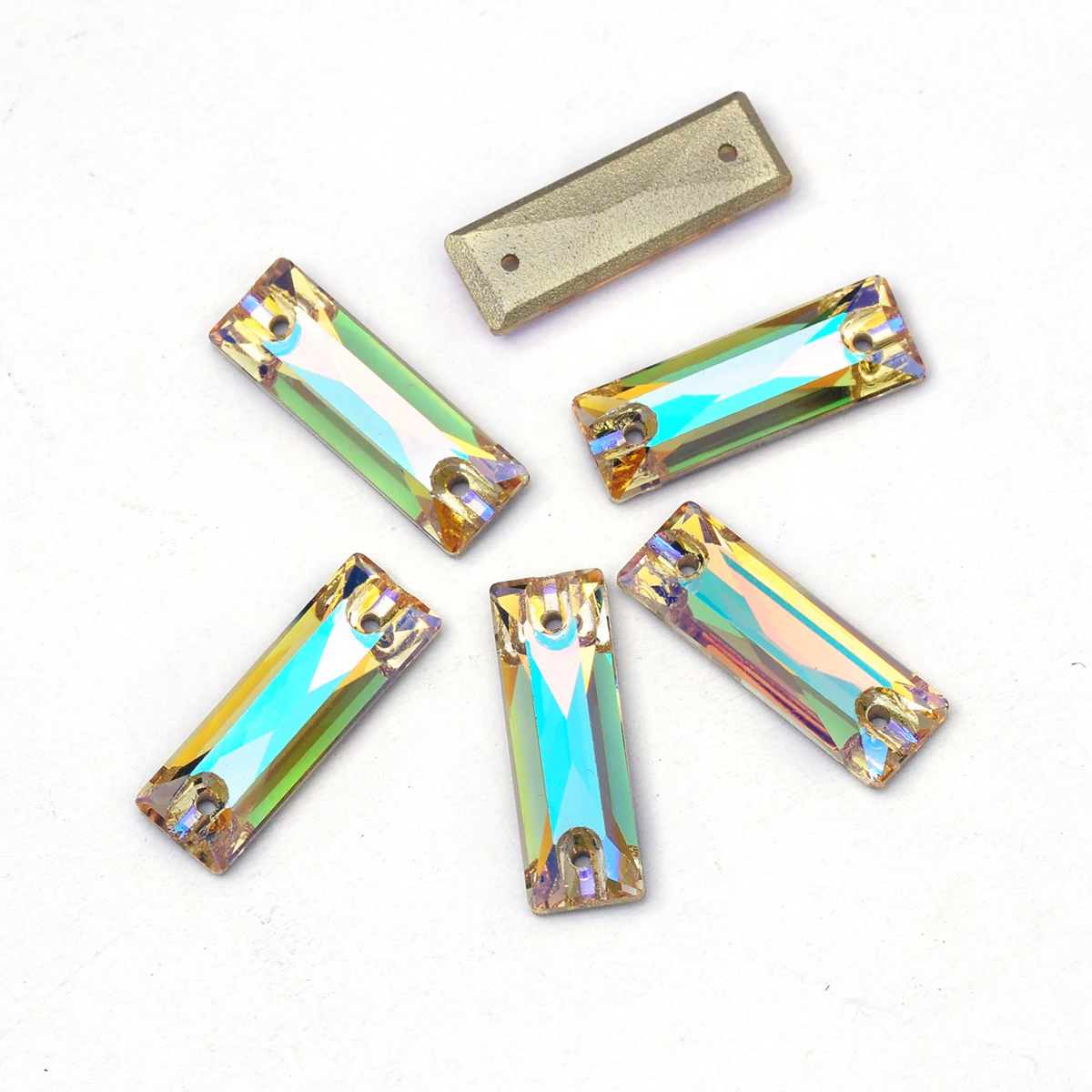 Pubrilex Baguette-förmige Strasssteine zum Aufnähen, Glassteine, Kristall-Strassperlen für Kleidungsstücke, Kleiderdekoration, Näharbeiten – Detail 16