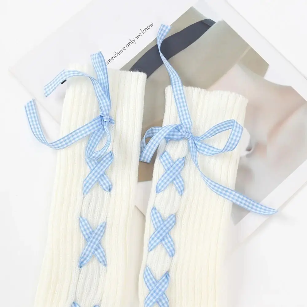 2024 New Women Autumn Winter Knit Arm Sleeves Kawaii Lolita Harajuku Stockings Fingerless Gloves Japanese White Goth Leg Warmers view 3