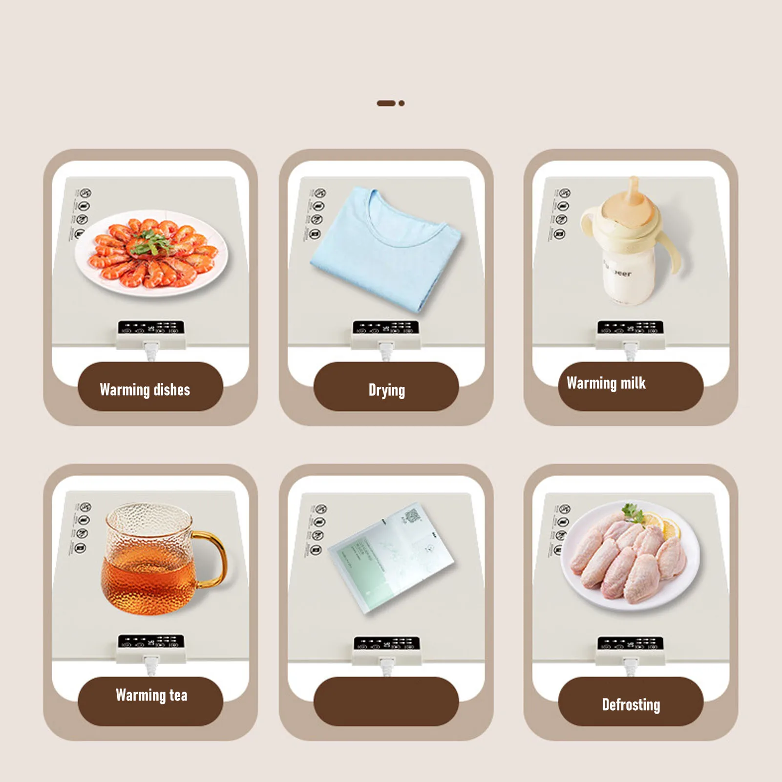 صينية تدفئة كهربائية قابلة للدوران لتدفئة السطح بالكامل مع 5 إعدادات لدرجة الحرارة 1H 2H 4H مؤقت سيليكون لتدفئة الطعام