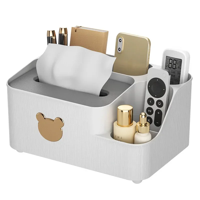 Multifunctional Tissue Box Living Room Desktop Napkin Organizer Remote Controller Glasses Pencil Holder Paper Towel Storage Box