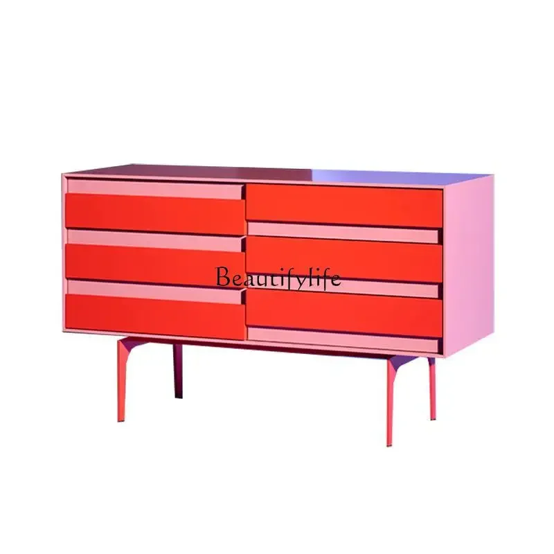

ls 04Italian minimalist paint chest cabinet bedroom storage living room wall drawer cabinet