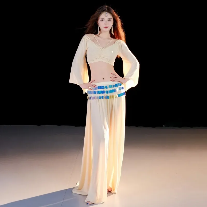 Bauchtanz-Kostüm für Erwachsene Frauen Bühnen-Performance-Outfit 2-teiliges Set Top und Rock Übungsanzug