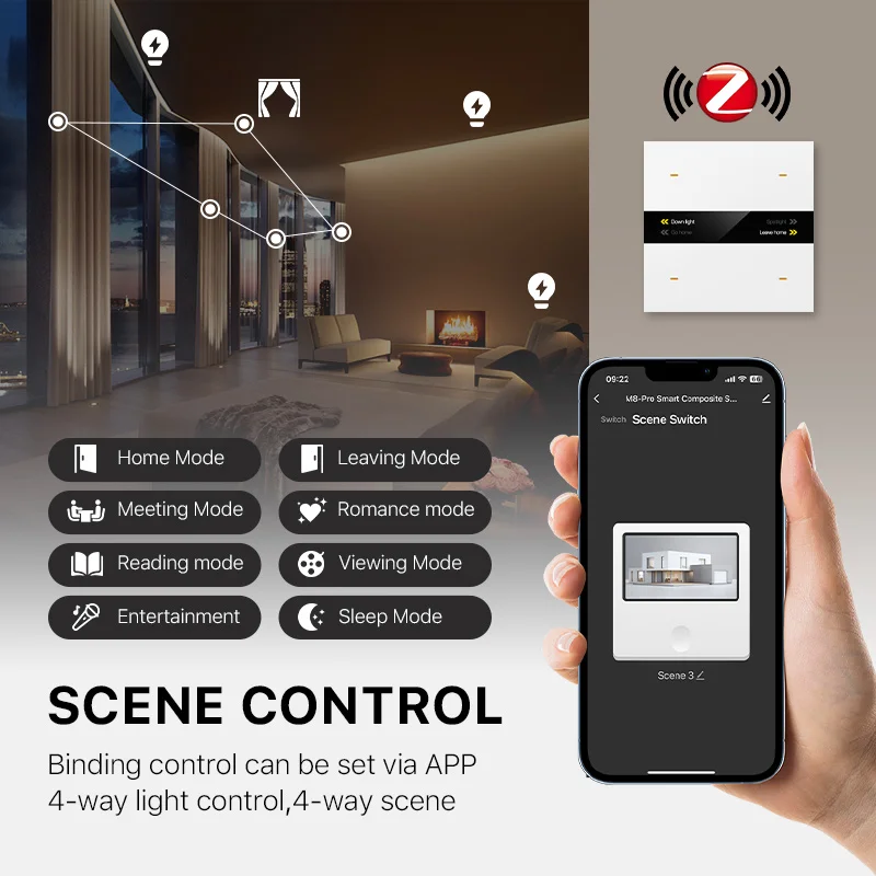 Zigbee Tuya sakelar pintar kontrol cerdas, sakelar pintar adegan kontrol pintar Panel sakelar pintar 2024 86 kotak 485