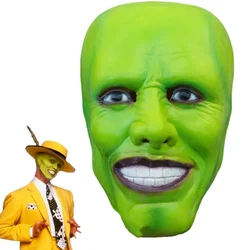 Film Jim Carrey Maschera Cosplay Loki Casco unisex in lattice verde per il viso Accessori per Halloween Copricapo Copricapo