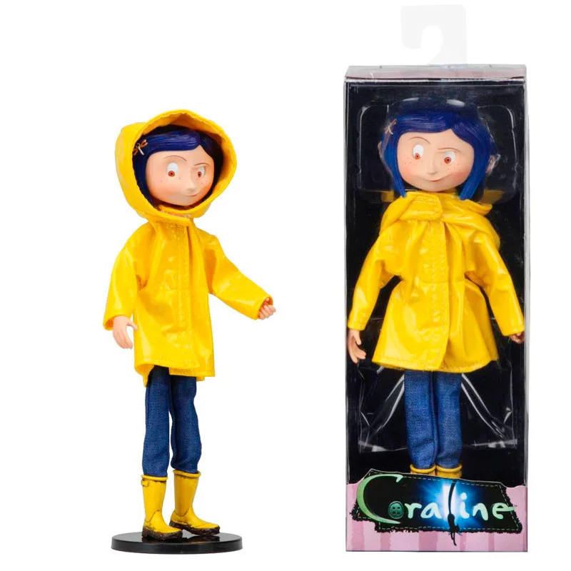 18cm Coraline Doll the Secret Door Anime Figure Coraline Action Figure Coraline Raincoat Ver. Figurine Collection Model Doll Toy