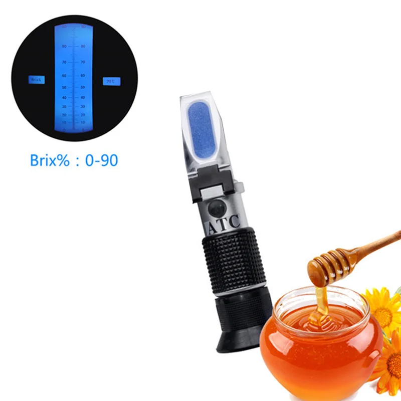 Refractómetro Brix portátil, medidor de contenido de azúcar de mano, probador de sopa de fruta, instrumento de medición, 0-90%
