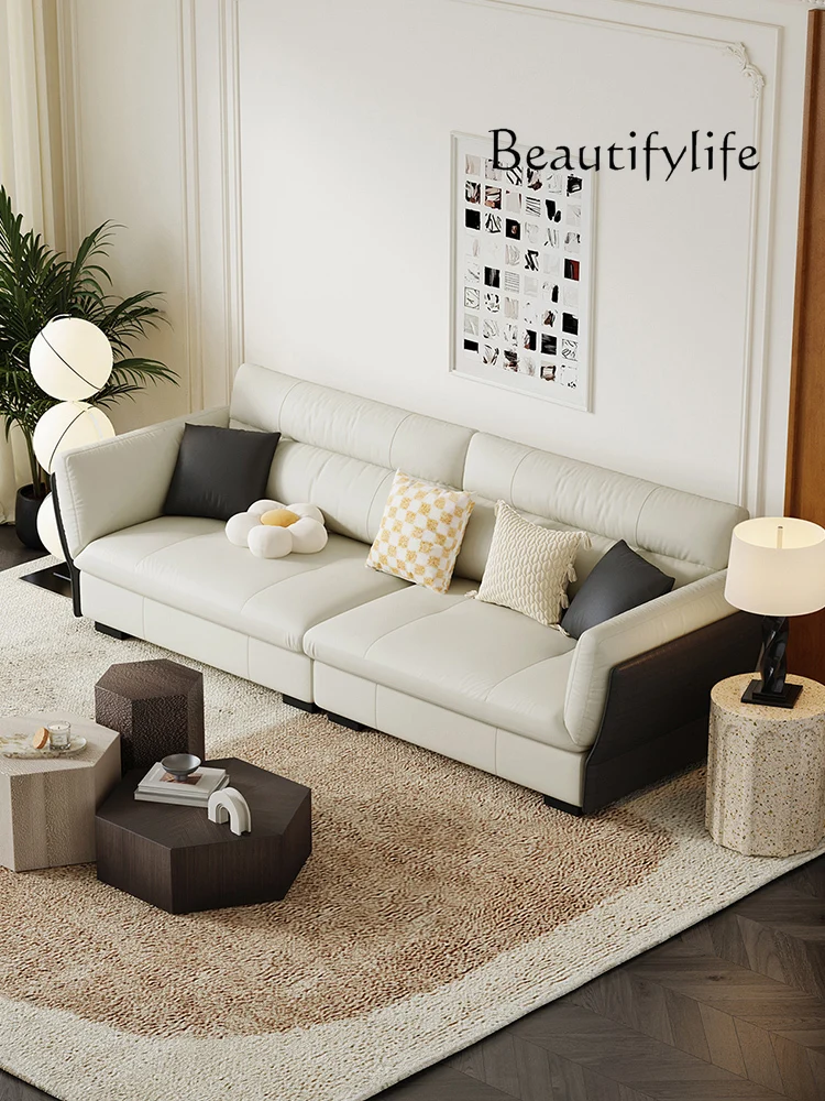 Cat Scratch Leather Sofa Living Room Small Apartment Light Luxury Four-Seat Straight Row Designer Leather Sofa