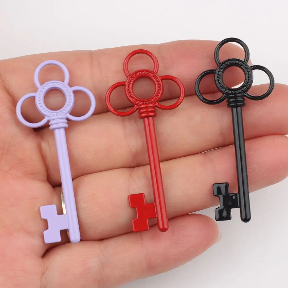 10 pz/lotto semplice lega dipinta floreale chiave pendente braccialetto fai da te collana risultati dei gioielli