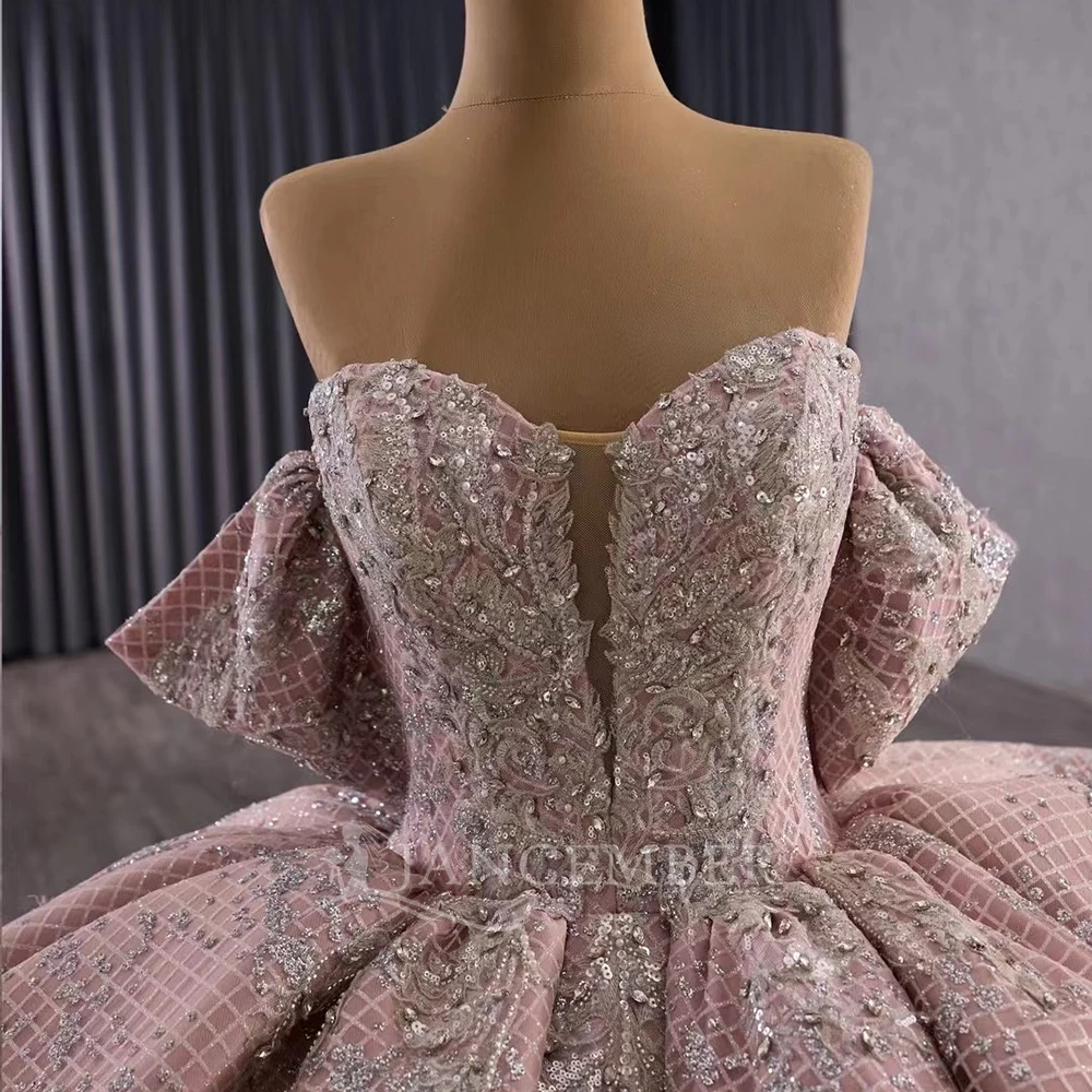 Vestido de baile personalizado brilhante quinceanera vestidos babados mangas destacáveis miçangas cristal organza doce 16 vestido vestidos 15