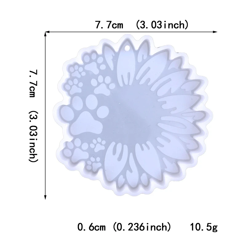 E15E брелок в виде подсолнуха, собачьей лапы, силиконовая форма с отверстием, брелок для ключей, кулон, форма ручной работы, на