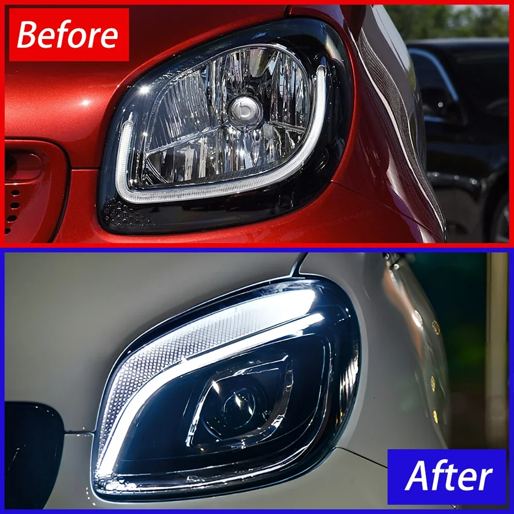 Car Front Lamp for Smart Fortwo Forfour 2015-2019 W451 W453 W452 Auto LED Headlights Assembly Upgrade High Configure Accessories