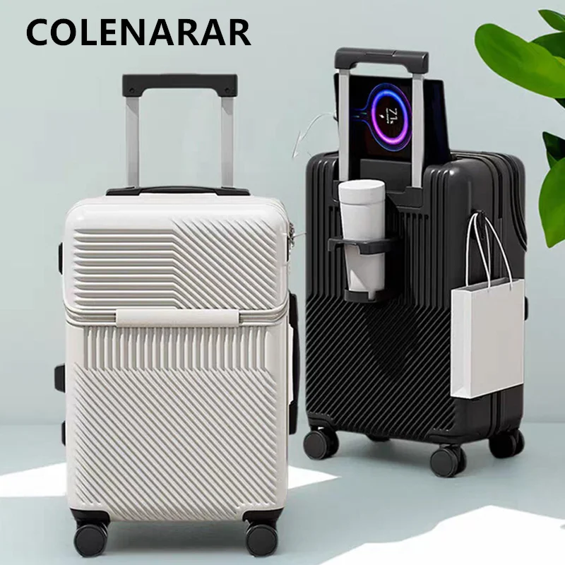 

COLENARA Travel Luggage Front Opening Boarding Case Laptop Trolley Case USB Charging 20"22"24"26 Inch Multifunctional Suitcase