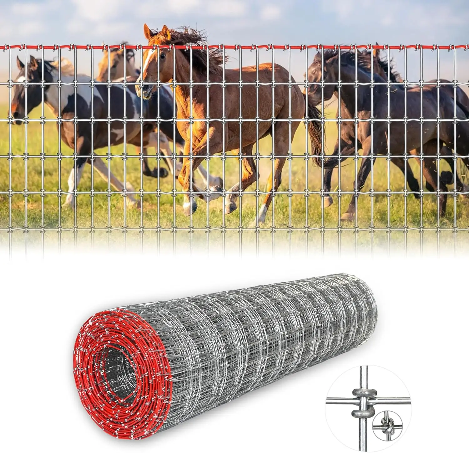 

Heavy Duty Horse Fence, 2x4 Inch Mesh, Rust-Resistant Metal Wire for Livestock and Garden