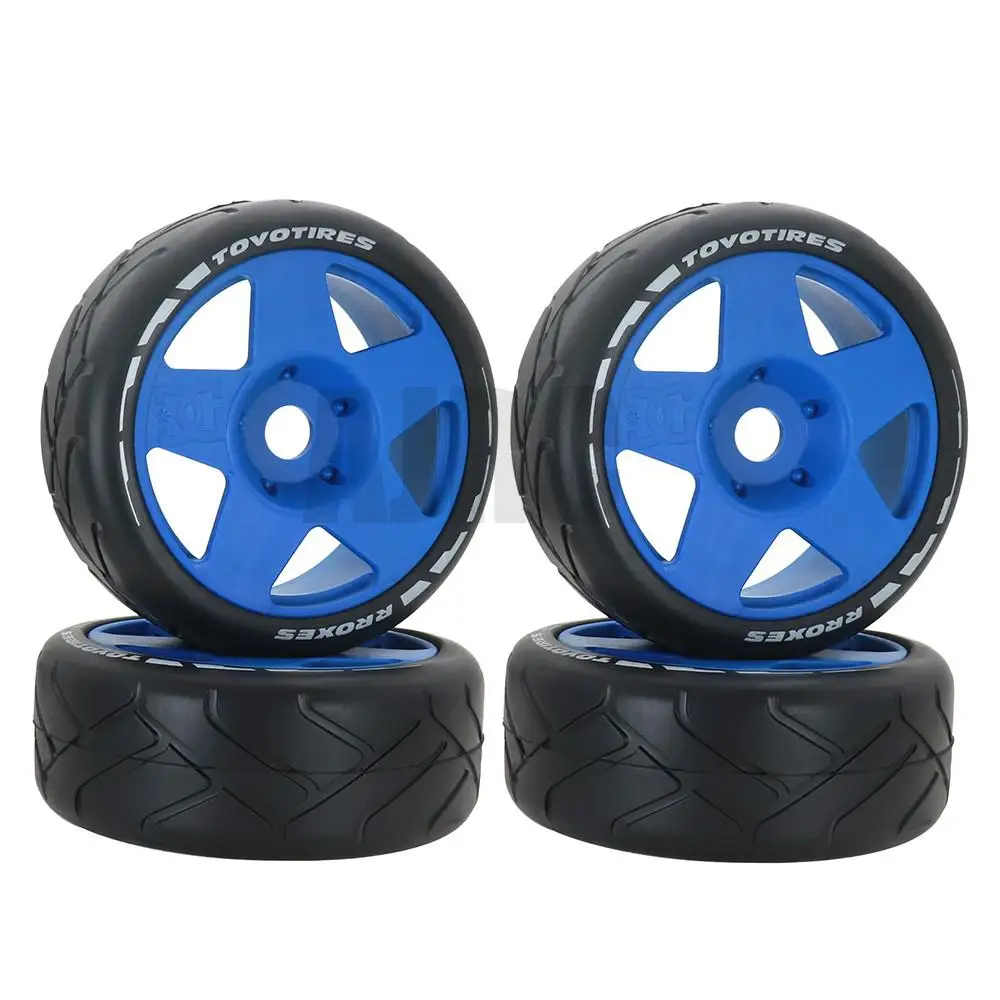 

4PCS On-Road Rubber Tires Tires and Plastic Wheel for 1/10 RC On-Road Rally Car HPI Tamiya TT01 TT02 Kyosho Wltoys
