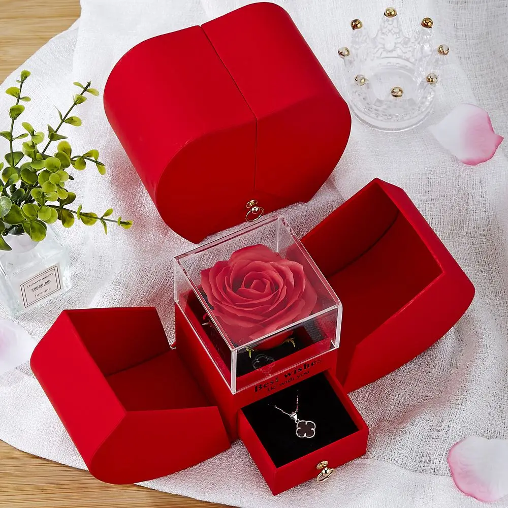 Confezione regalo per gioielli in stile mela con doppia apertura romantica. Squisita confezione regalo per matrimonio di compleanno per riporre gioielli della fidanzata