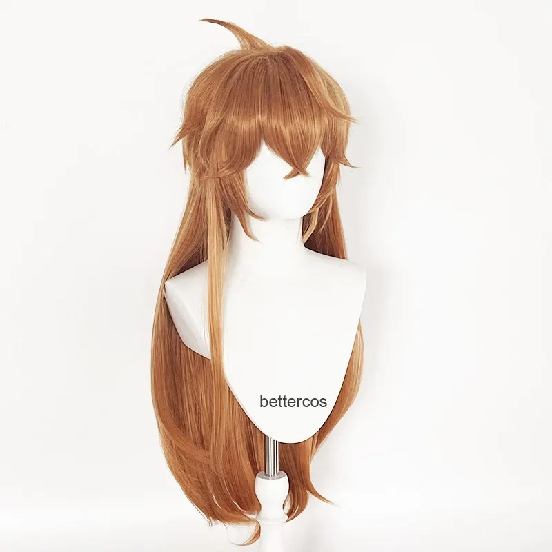 Peruca Cosplay Resistente ao Calor para Mulheres, Impacto Tartaglia, Cabelo Longo 90cm, Perucas Femininas, Tampão de Peruca