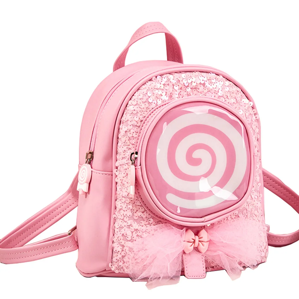 2023 New Backpack for Girls Sweet Lovely Cartoon Sequin Bling LED Fashion Korean Version Mesh Princess Bowknot Backpack