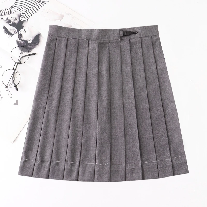 Gonna a pieghe uniforme comoda alla moda Gonna tinta unita Uniforme scolastica per studenti Gonna lunga giapponese a vita alta invecchiata
