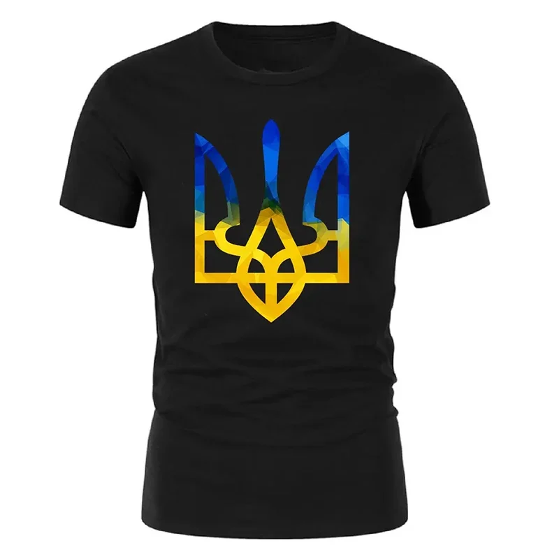 Ukrainian Flag Summer Printing Fashion New Men's And Women's Street Culture Casual Slim Vintage 0-Neck Short Sleeve T-shirt Tops