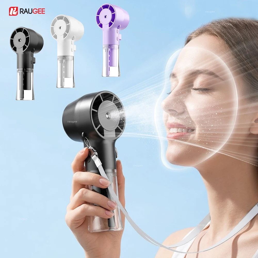 

Portable Mini Fan Handheld Mist Fan USB Rechargeable Personal Fan with Humidifier Camping Fan Mini Spray Hanging Neck Fan