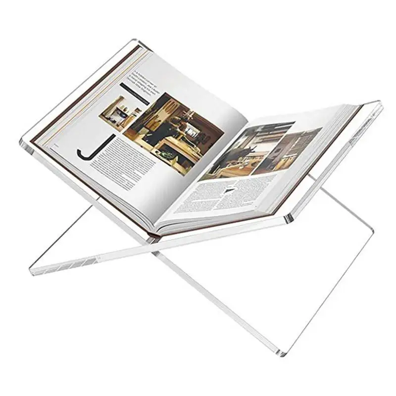 Imagem -02 - Abra o Suporte do Livro Acrílico Transparente Cookbook Art Book Stand Bíblia Guest Book Mesa de Café para Leitura