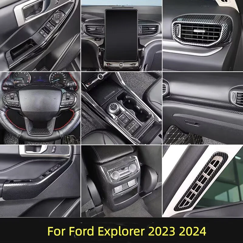 LHD For Ford Explorer 2023 2024 Interior Accessories door handle bowl window rise swtich gear shift panle AC outlet cover trim