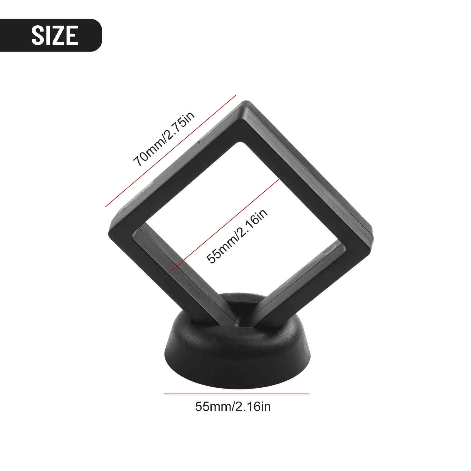 

5/10PCS Jewelry Storage Box 3D Case Gemstone Floating Frame ABS&TPU Film Jewelry Holder Stand Box For Home Store 70x70x20mm