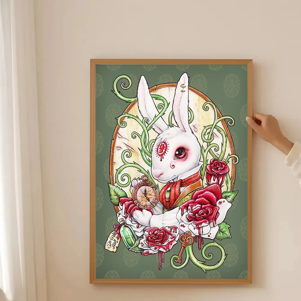 غريب الأطوار أليس في بلاد العجائب قماش الفن السريالي جدار ديكور الخيال صورة هدية فريدة ديكور المنزل فن البوب قماش طباعة