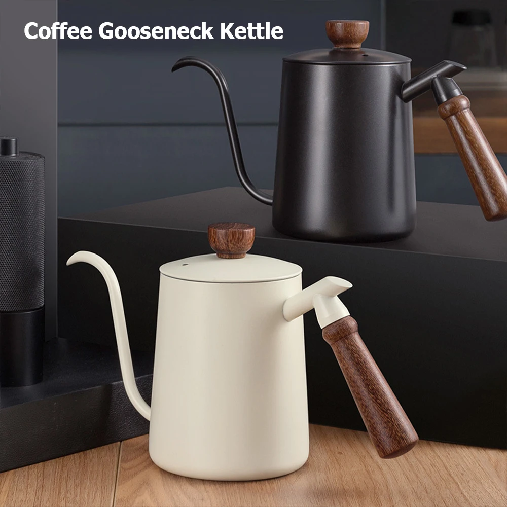 Stainless Steel Coffee Gooseneck Kettle 600ML Pour Over Coffee Pot with Precision Spout for Hand Brewing