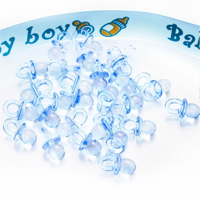 50pcs Acrylic Baby Shower Pacifiers Mini Acrylic Pacifiers for Gender Reveal Party Table Scatter and DIY Decorations