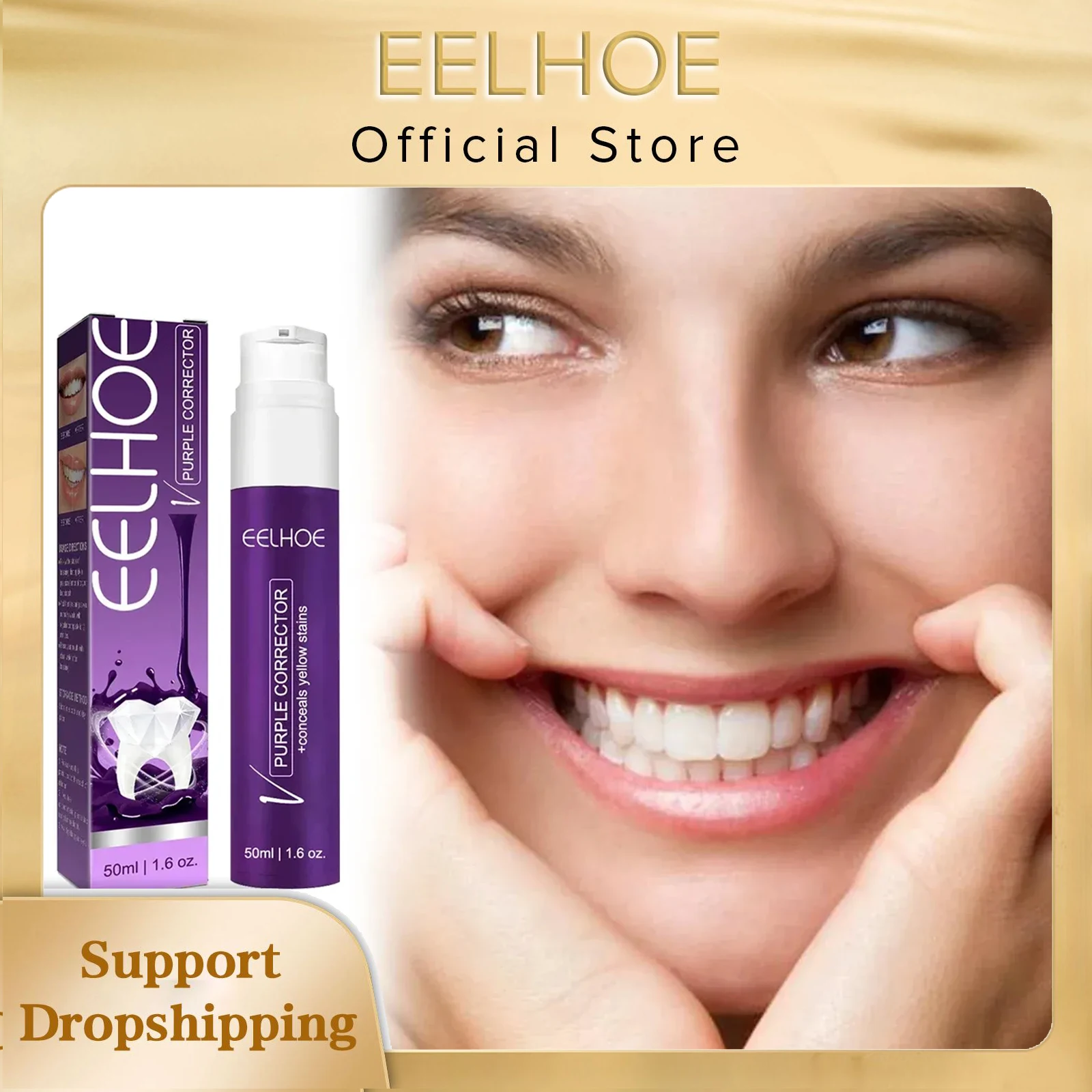 EELHOE-Dentífrico Clareador Dental, Remoção de Manchadas, Reduzir Amarelecimento, Corrector de Cores, Creme Dental Limpante, Cuidado Oral Fresco, 50ml