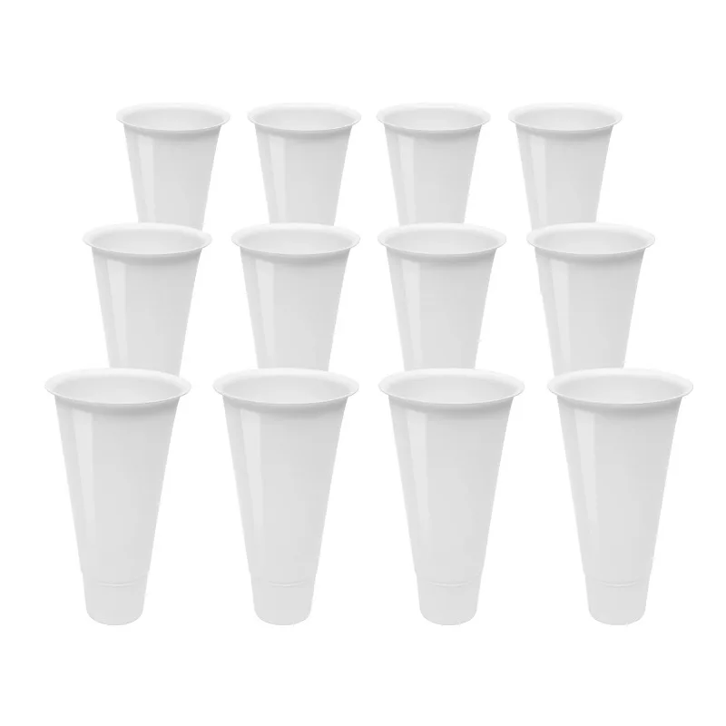 12 Pcs Plastic Flower Buckets Cone-shaped Floral Containers for Indoor Outdoor Home Patio Balcony