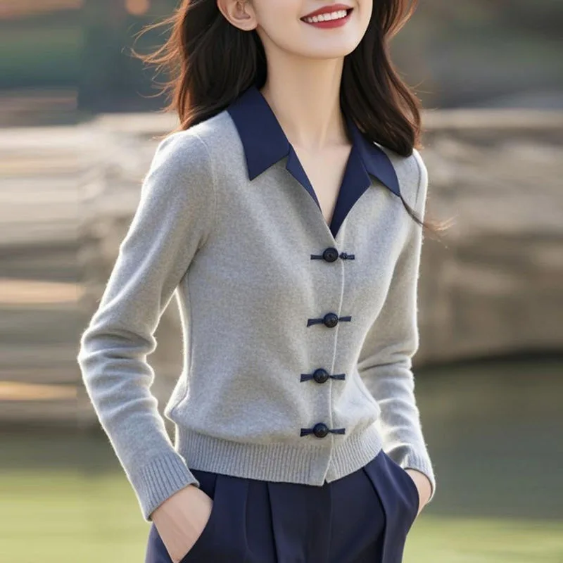 

Ay вязаный свитер женский элитный европейский слэ китайский национальный топ на пуговицах повседневный облегающий теплый длинный све