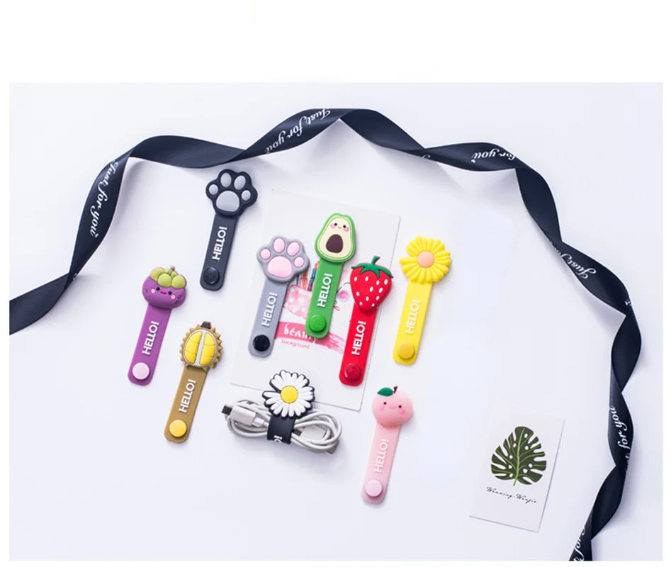 Leuke Cartoon Datakabel Organisator Multifunctionele Cord Protector Bookmark Clips Wire Cord Winder Data Line Opslag Oortelefoon Winder