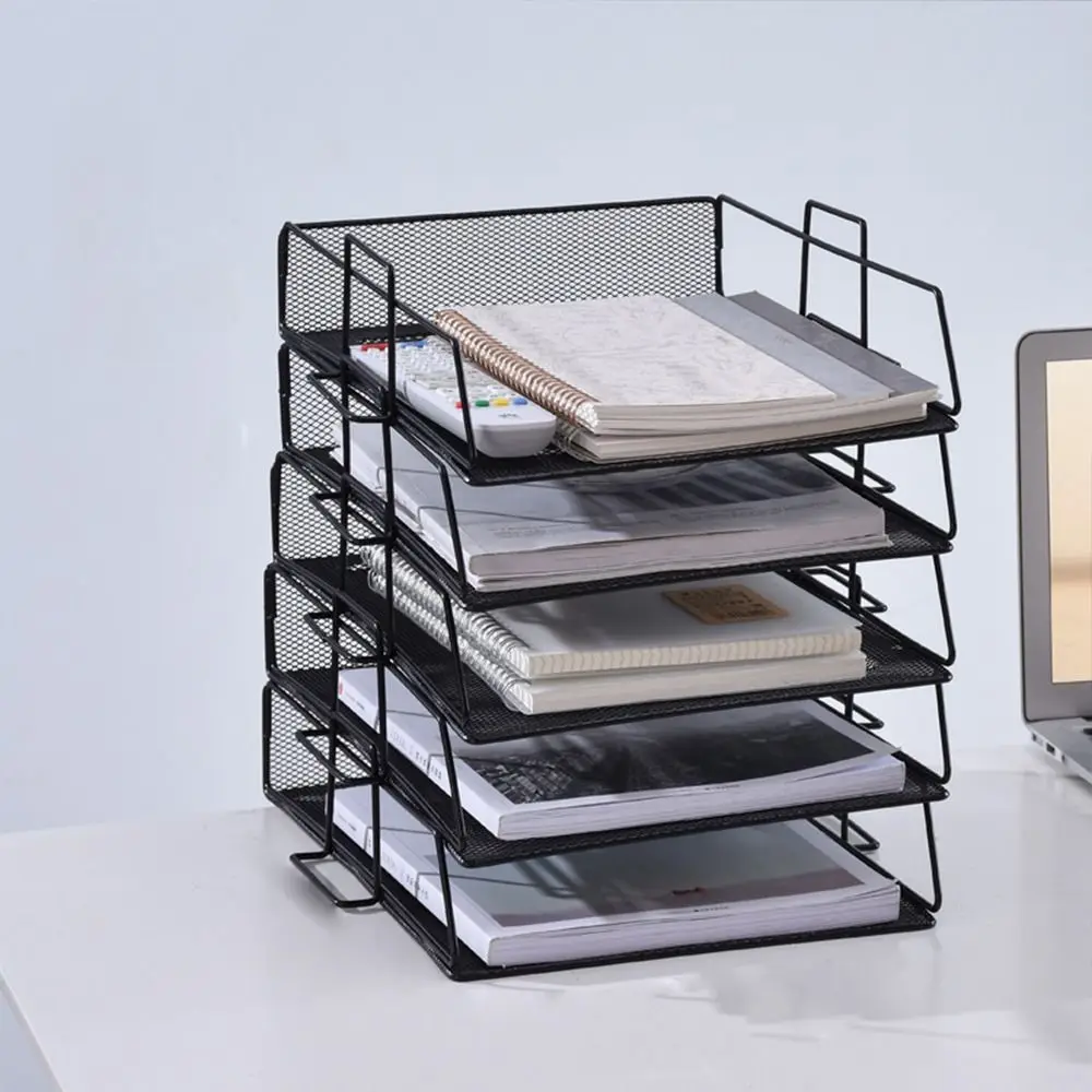 Desktop Organizer Empilhável File Rack, Storage Tray, Simples, Minimalismo, A4, Ferro Certificados