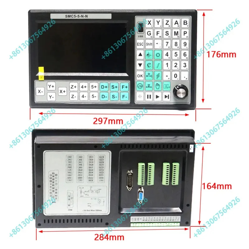 Smc5-5-n-n Cnc 5 Axis Offline Controller 500khz Motion Control System G Code with Emergency Stop Hand Mpg75w24vdc